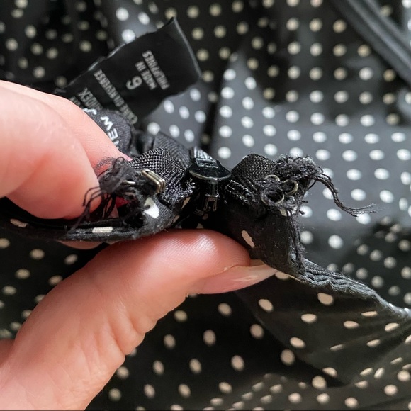 Black Strapless Midi Dress with White Polka Dots - Picture 5 of 6